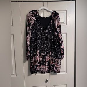 Free People Long Sleeve Bohemian Floral Mini Dress